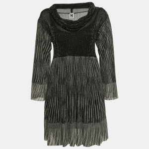 Pre Owned M Missoni Black Lurex Knit Off Shoulder Flared Mini Dress M