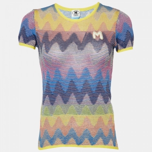 Pre Owned M Missoni Multicolor Chevron Patterned Knit T-Shirt M