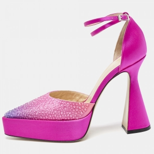 Mach & Mach Pink Satin Galaxy Crystalized Platform Pumps Size 39