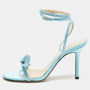 Mach & Mach Blue Satin and PVC French Bow Sandals Size 37