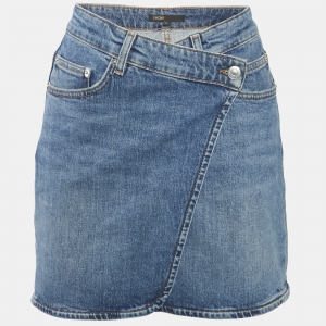 Maje Blue Denim Wrap Skirt S Waist 28"
