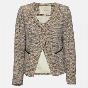 Pre Owned Maje Multicolor Cotton Wave Blazer S