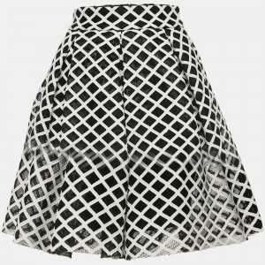 Maje Black/White Mesh Pleated Mini Skirt S