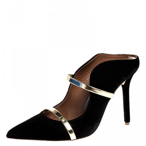 Pre Owned Malone Souliers Black Velvet Maureen Mule Size 38