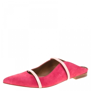 Pre Owned Malone Souliers Pink Suede Maureen Pointed Toe Mules Size 42