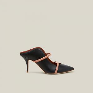 Pre Owned Malone Souliers Black Maureen Leather Mules Size IT 36.5