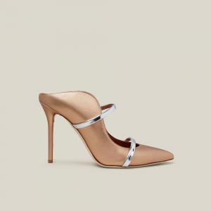 Pre Owned Malone Souliers Gold Maureen Metallic Leather Mules Size IT 42