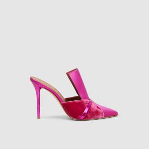 Pre Owned Malone Souliers Pink Danielle Satin and Velvet Mules Size IT 37