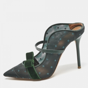 Malone Souliers Green Leather and Mesh Maureen Pumps Size 37