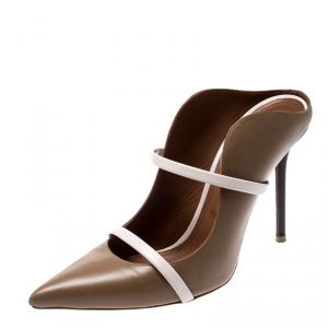 Pre Owned Malone Souliers Brown Leather Slip On Pointed Toe Sandals Size 39.5