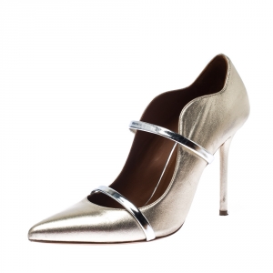 Pre Owned Malone Souliers Metallic Gold Leather Maureen Pumps Size 40.5