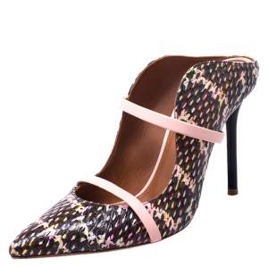 Pre Owned Malone Souliers Multicolor Python Leather Maureen Pointed Toe Sandals Size 37