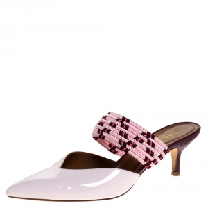 Pre Owned Malone Souliers Pink Patent Leather Maisie Pointed Toe Mules Size 38