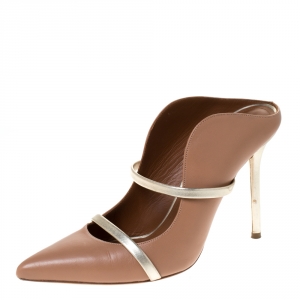 Pre Owned Malone Souliers Beige Leather Maureen Mule Sandals Size 39.5