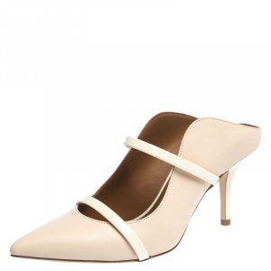 Pre Owned Malone Souliers Cream Leather Maureen Mules Size 36