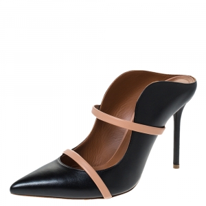 Pre Owned Malone Souliers Black Leather Maureen Mules Size 37.5
