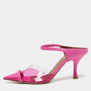 Pre Owned Malone Souliers Pink PVC and Leather Ankle Strap Iona Sandals Size 36