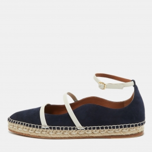 Malone Souliers Navy Blue Suede Selina Espadrilles Sandals Size 38