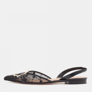 Malone Souliers Black Mesh Misha Slingback Flats Size 37