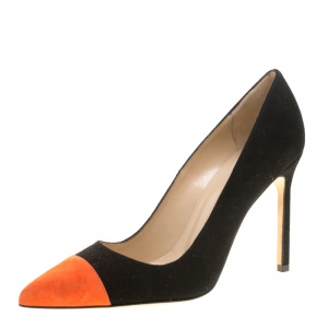 Pre Owned Manolo Blahnik Two Tone Suede Bipunta Pointed Toe Pumps Size 37