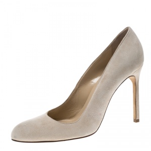 Pre Owned Manolo Blahnik Beige Suede BBR Pumps Size 36