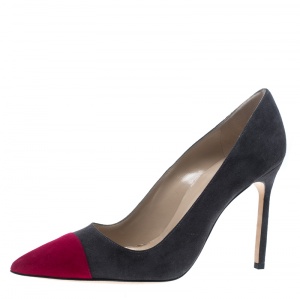 Pre Owned Manolo Blahnik Two Tone Suede Bipunta Pointed Toe Pumps Size 38