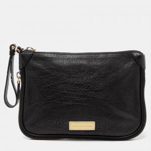 Marc by Marc Jacobs Black Leather Expandable Zip Wristlet Clutch