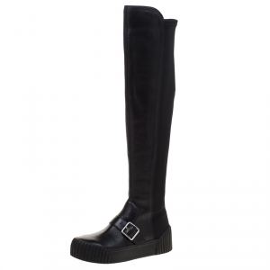 Pre Owned Marc by Marc Jacobs Black Leather Thompson Over the Knee Sneaker Boots Size 36