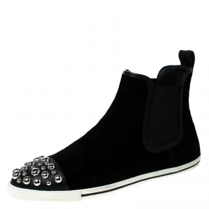 Pre Owned Marc by Marc Jacobs Black Suede Chelsea Studded Ankle Boots Size 38
