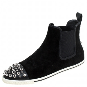 Pre Owned Marc by Marc Jacobs Black Suede Graham Studded Sneakers Size 38