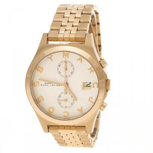 Marc by Marc Jacobs Silver Gold Plated Steel Fergus Chronograph MBM3379 Women's Wristwatch 38 mm