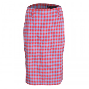 Marc by Marc Jacobs Orange and Blue Checked Bottom Ruffle Detail Molly Skirt M