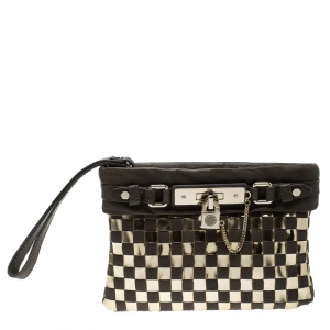 Marc by Marc Jacobs Brown/Gold Check Leather Wristlet Clutch