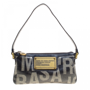 Marc by Marc Jacobs Blue Coated Canvas and Leather Pouch