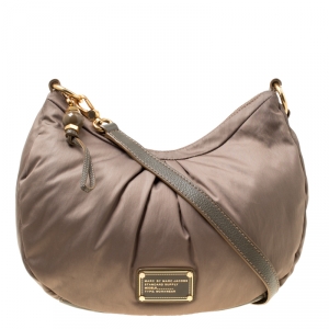 Pre Owned Marc By Marc Jacobs Khaki Green Fabric and Leather Shoulder Bag