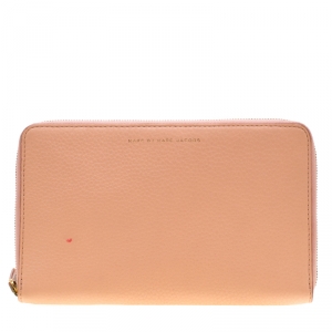 Marc by Marc Jacobs Peach/Brown Leather Organizer Zippy Wallet