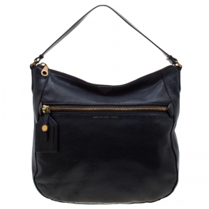 Pre Owned Marc Jacobs Navy Blue Leather Crossbody Bag