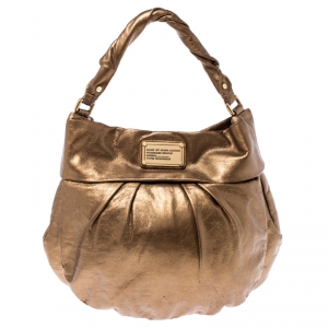 Pre Owned Marc by Marc Jacobs Metallic Gold Leather Classic Q Hillier Hobo