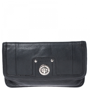 Marc by Marc Jacobs Black Leather Turnlock Flap Wallet