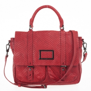 Marc by Marc Red Werdie Snake-Effect Leather Messenger Bag