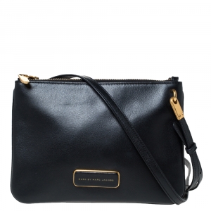 Pre Owned Marc By Marc Jacobs Black Leather Ligero Double Percy Crossbody Bag