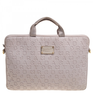 Pre Owned Marc by Marc Jacobs Beige Dreamy Logo Fabric Laptop Bag