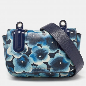Marc by Marc Jacobs Multicolor Printed Blue Leather and Patent Leather Flap Crossbody Bag