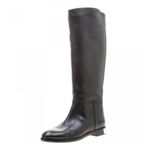 Pre Owned Marc By Marc Jacobs Black Leather Kip Knee High Boots Size 37