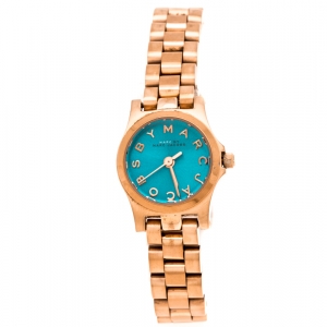 Marc by Marc Jacobs Blue Rose Gold Plated Stainless Steel Henry Dinky MBM3328 Women's Wristwatch 20 mm