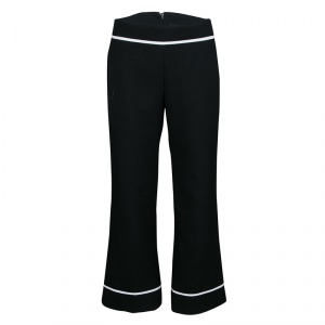 Marc Jacobs Black Doublefaced Wool Contrast Grosgrain Trim Ankle Pants M 