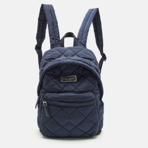 Pre Owned Marc Jacobs Front Pocket Navy Blue Quilted Nylon Backpack