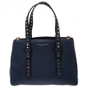 Marc Jacobs Midnight Blue Leather Mini T Studded Tote