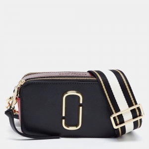 Marc Jacobs Black/Brown Leather Snapshot Camera Crossbody Bag