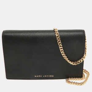 Marc Jacobs Black Faux Leather Chain Flap Bag